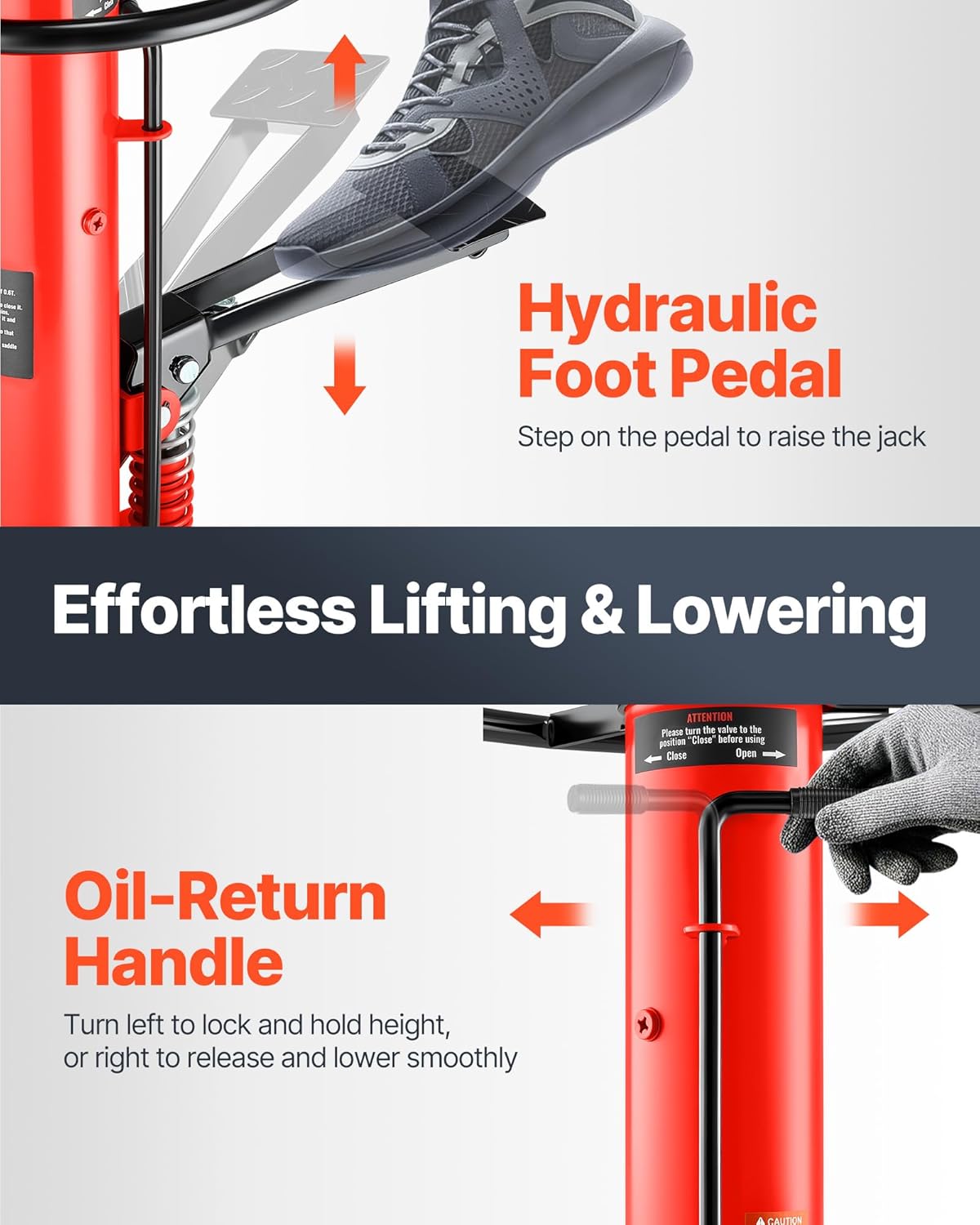 VEVOR 0.75-Ton Hydraulic Telescopic Transmission Jack – 1660LB Capacity with Foot Pedal